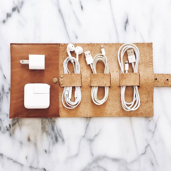 Cord Wrap Leather Cable Organizer