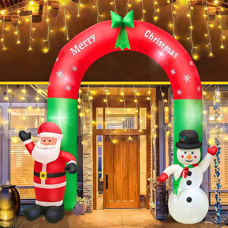 Giant Santa Claus and Snowman Archway Inflatable