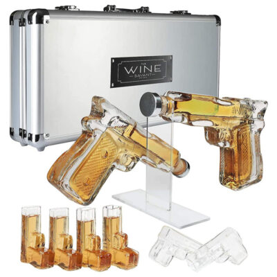 Pistol Whiskey Gun Decanter & Pistol Shot Glasses Set
