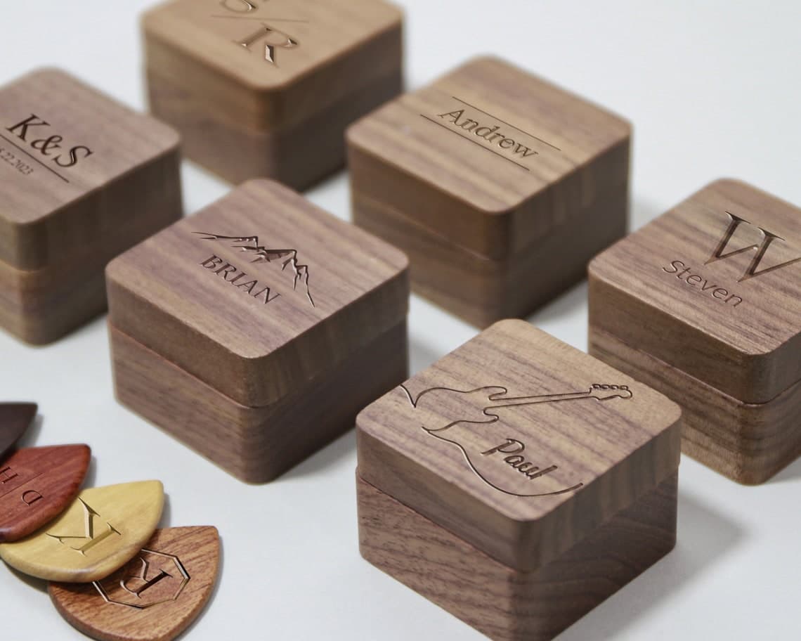 Personalized Wooden Guitar Pick Holder