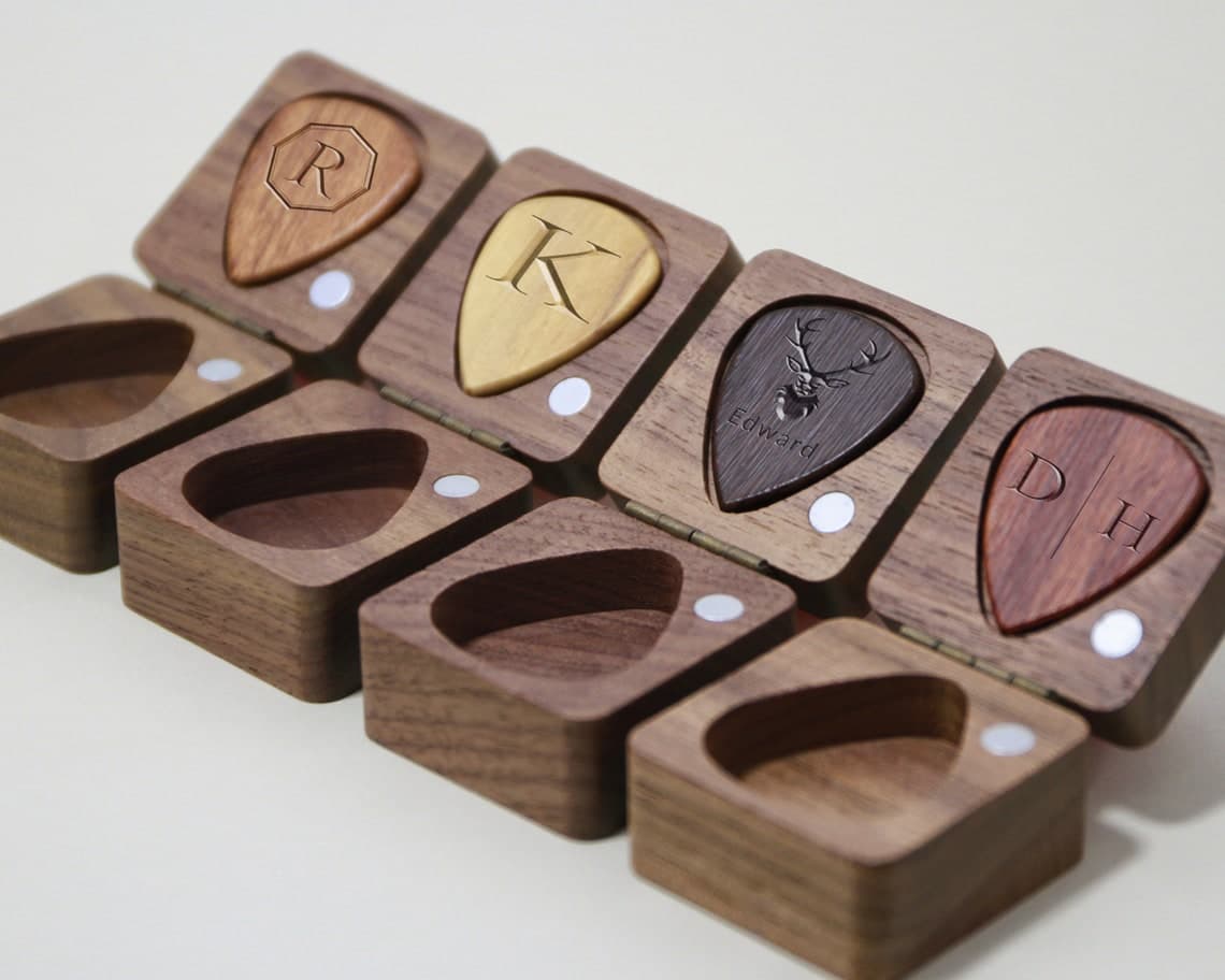 Personalized Wooden Guitar Pick Holder